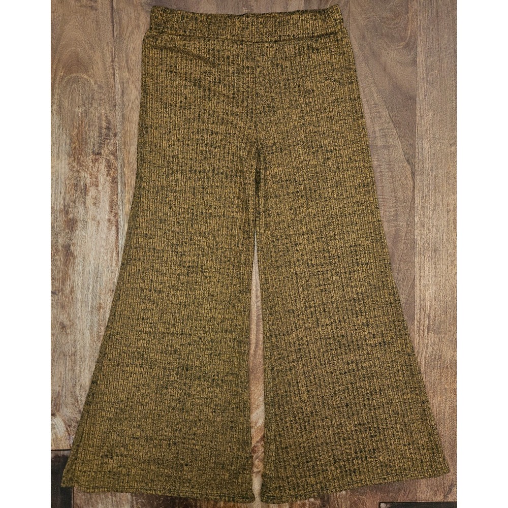 Earthbound Trading Co Wide Leg Lounge Pants Womens L Mustard Knit Hippie Boho